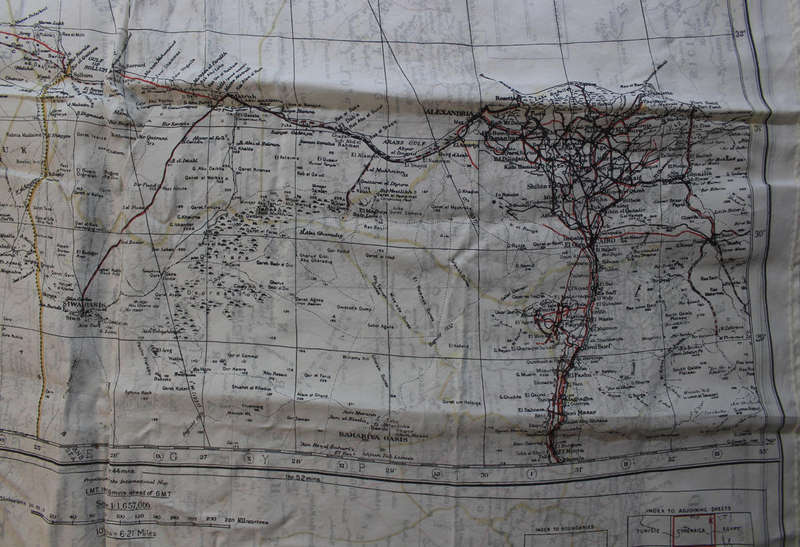 WW2 RAF and UDF Pilots Silk Escape Map Grid K2/K1 North Africa & K1/K2 Cyrenaica