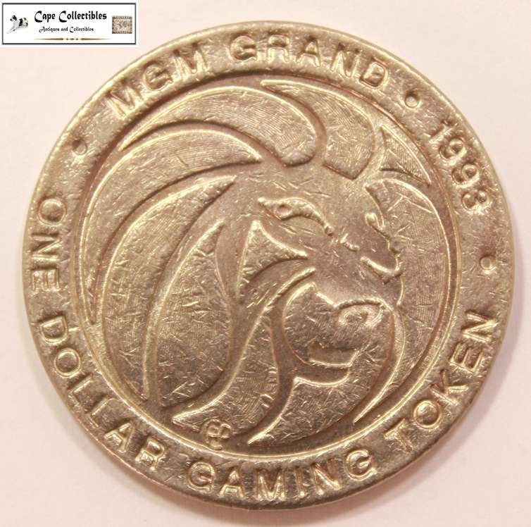 MGM Grand Las Vegas Nevada 1 Dollar Gaming Token 1993 Dina Coin Circulated