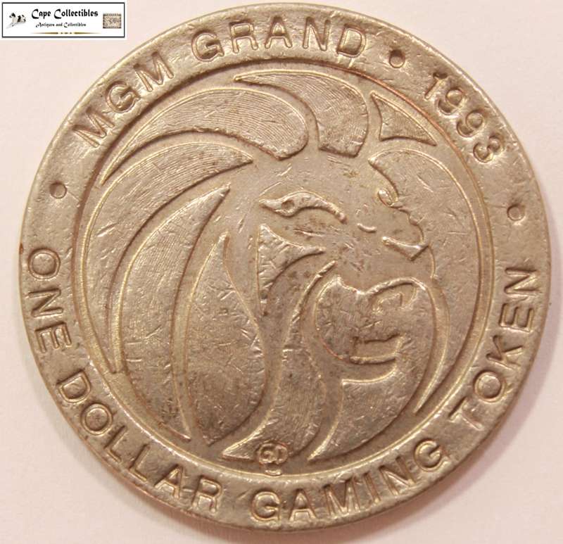 MGM Grand Las Vegas Nevada 1 Dollar Gaming Token 1993 Dina Coin Circulated