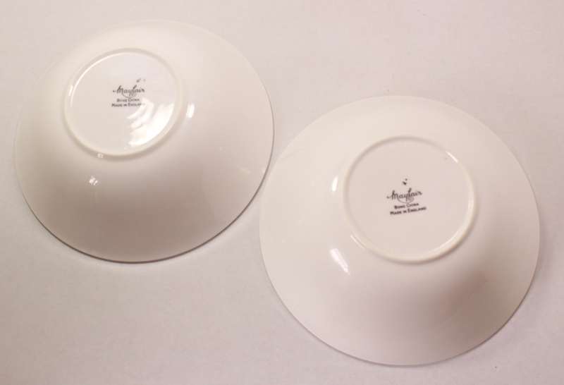 Mayfair Pair of Bone China Coupe Breakfast or Dessert Bowls, Platinum Trim Edging.