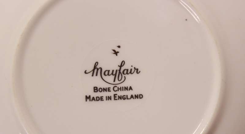 Mayfair Pair of Bone China Coupe Breakfast or Dessert Bowls, Platinum Trim Edging.