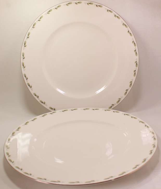 Mayfair Pair of Bone China Dinner Plates, Platinum Trim Edging