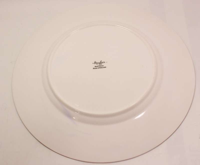 Mayfair Pair of Bone China Dinner Plates, Platinum Trim Edging