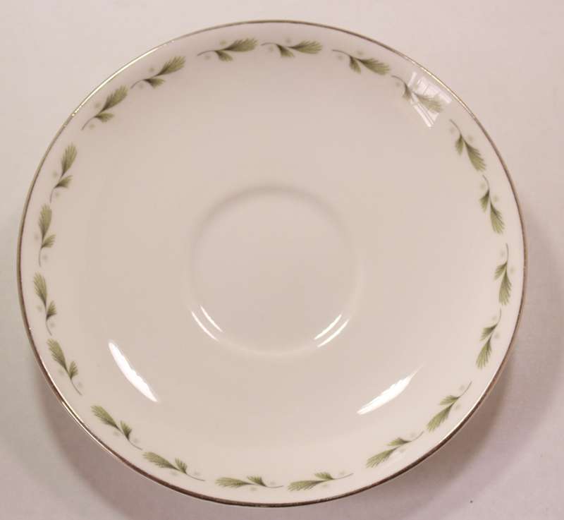 Mayfair Pair of Bone China Handled Soup Bowl and Saucer, Platinum Trim Edging