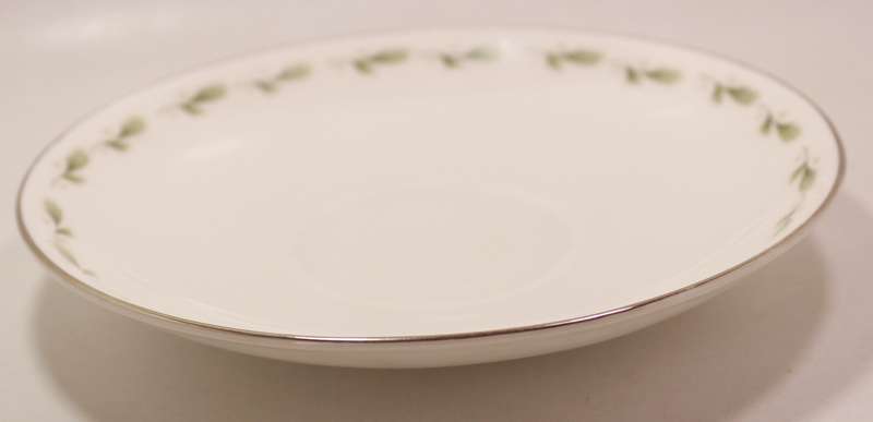 Mayfair Pair of Bone China Handled Soup Bowl and Saucer, Platinum Trim Edging