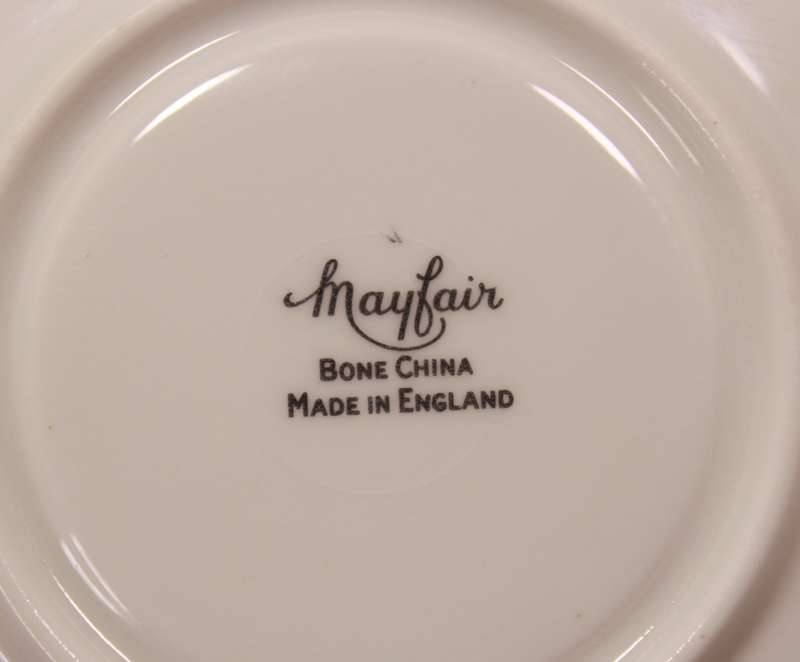 Mayfair Pair of Bone China Handled Soup Bowl and Saucer, Platinum Trim Edging
