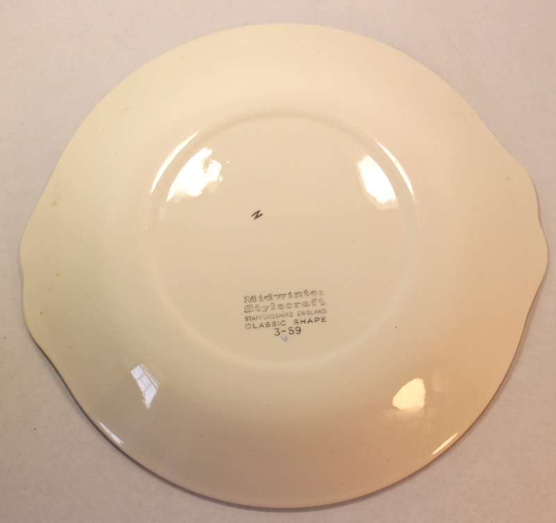 Vintage Midwinter Stylecraft Classic Shape Cake Porcelain Plate from 1959 Turquoise & Silver Trim