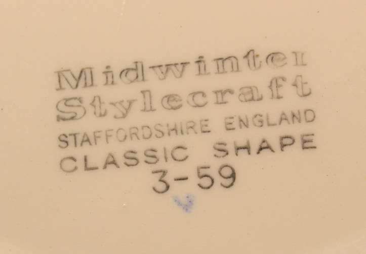 Vintage Midwinter Stylecraft Classic Shape Cake Porcelain Plate from 1959 Turquoise & Silver Trim