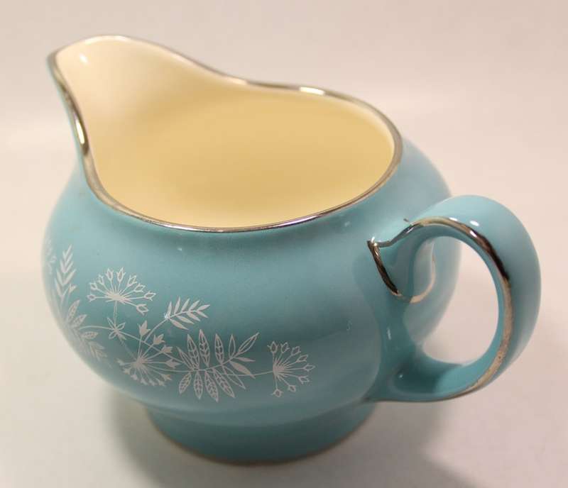 Vintage Midwinter Stylecraft Classic Shape Porcelain Sugar Bowl & Milk Jug 1950's Turquoise & Silver