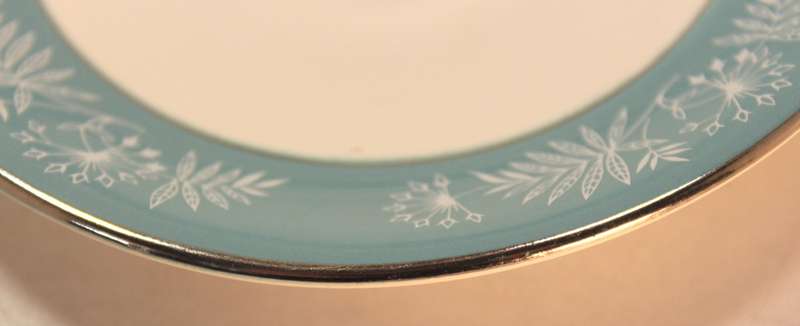 Vintage Midwinter Stylecraft Classic Shape Porcelain Tea Cup & Saucer 1959 Turquoise & Silver Trim
