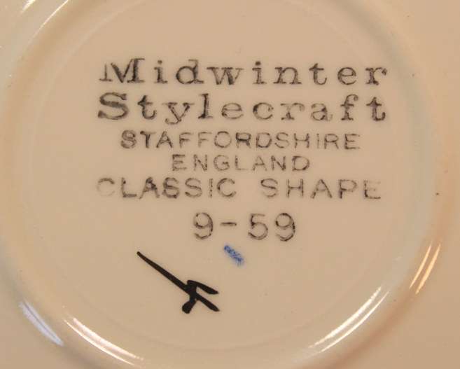 Vintage Midwinter Stylecraft Classic Shape Porcelain Tea Cup & Saucer 1959 Turquoise & Silver Trim
