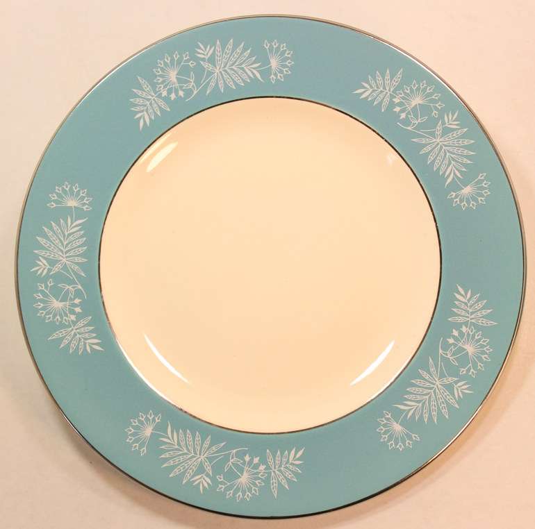 Vintage Midwinter Stylecraft Classic Shape Porcelain Trio from 1959 Turquoise & Silver Trim