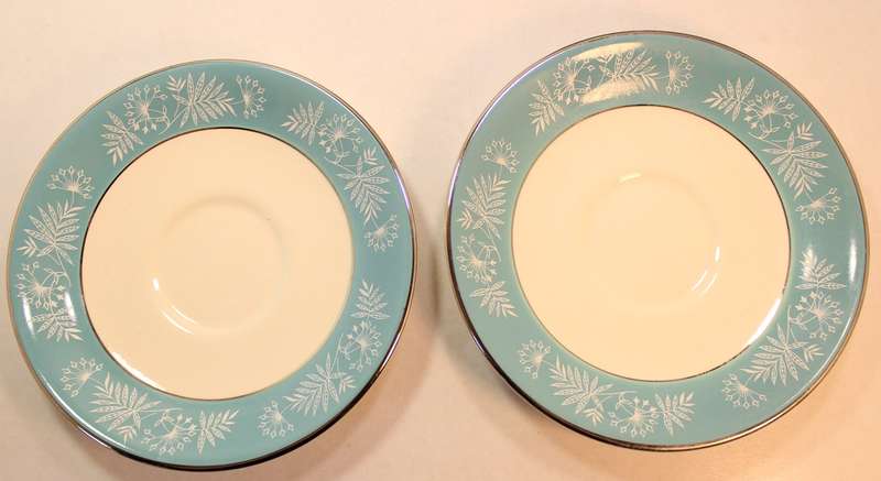 Pair of Vintage Midwinter Stylecraft Classic Porcelain Shape Tea Cup and Saucer from 1959 Turquoise
