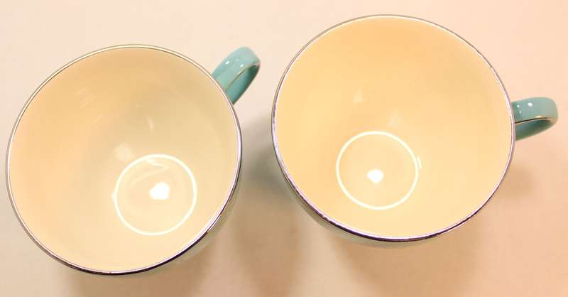 Pair of Vintage Midwinter Stylecraft Classic Porcelain Shape Tea Cup and Saucer from 1959 Turquoise