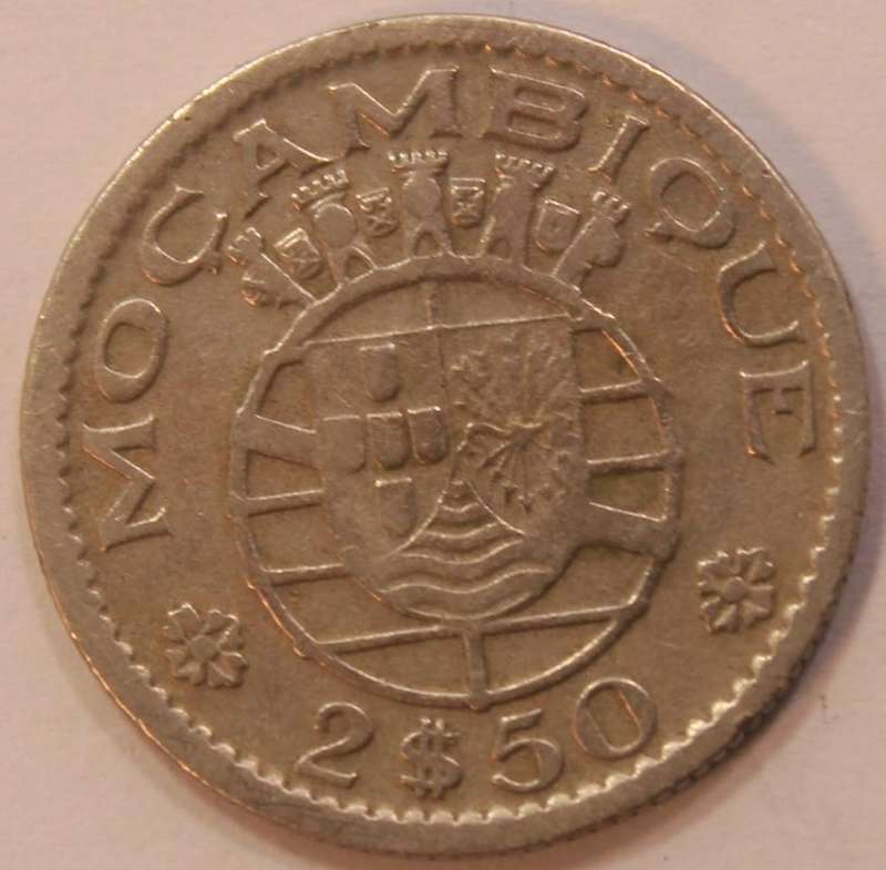 Mozambique 2.50 Escudos 1954 Coin Circulated