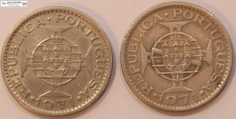 2 x Mozambique 5 Escudos 1971 Coins Circulated