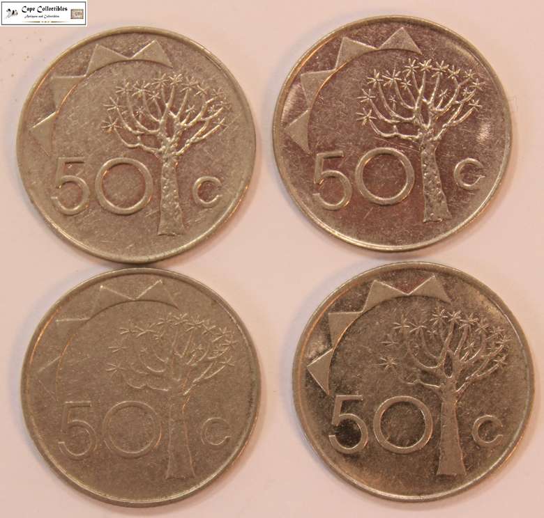 Namibia 4 x 50 Cent 1993 Coins (Four Coins) Circulated