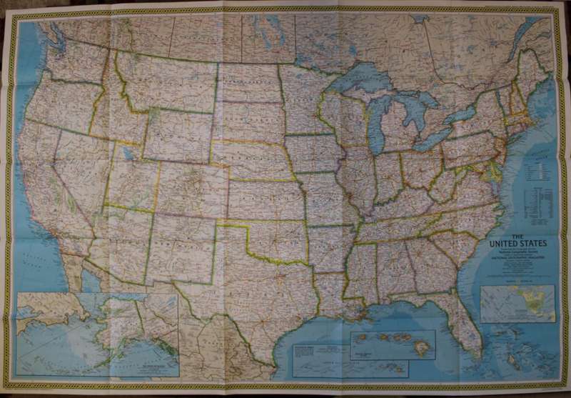 National Geographic Folded Map of The United States September 1982