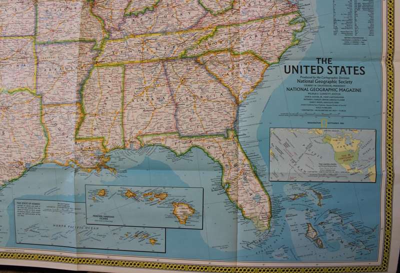 National Geographic Folded Map of The United States September 1982