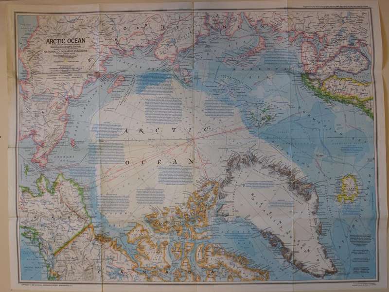 National Geographic Folded Map Arctic Ocean February 1983