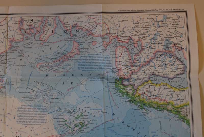National Geographic Folded Map Arctic Ocean February 1983
