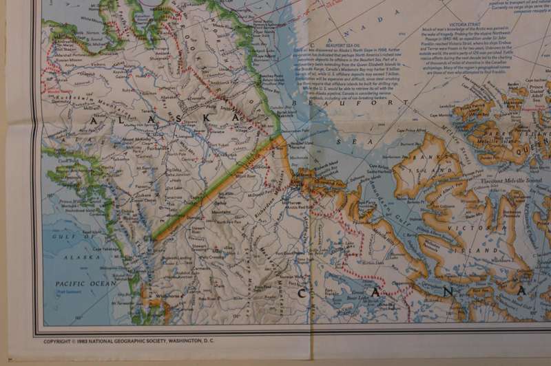 National Geographic Folded Map Arctic Ocean February 1983