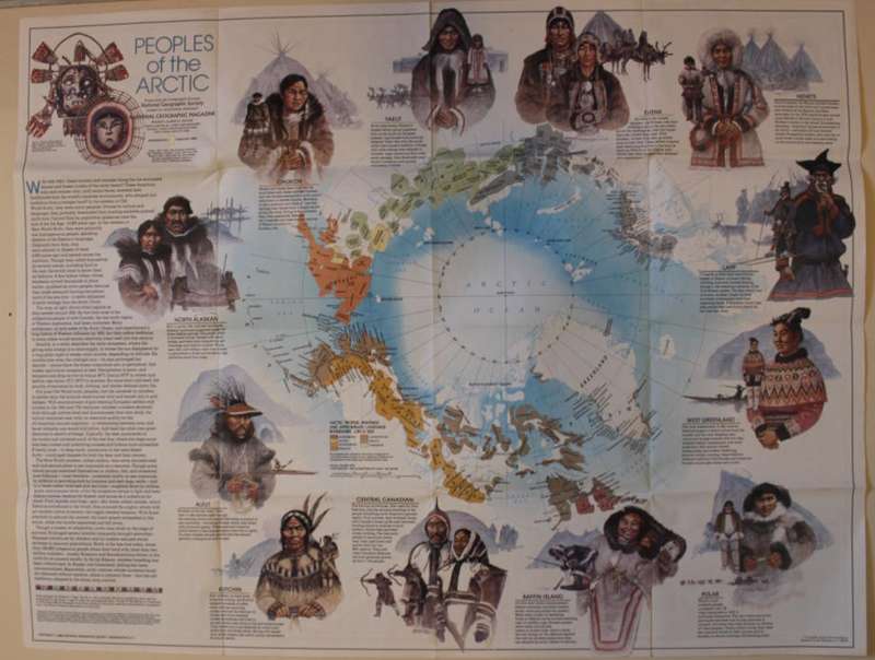National Geographic Folded Map Arctic Ocean February 1983