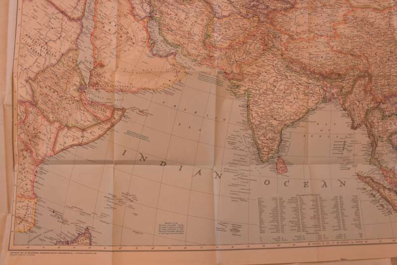 National Geographic Folded Map of Asia and Adjacent Areas March 1951