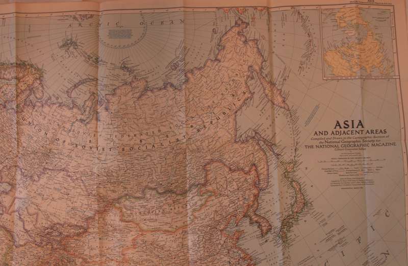 National Geographic Folded Map of Asia and Adjacent Areas March 1951