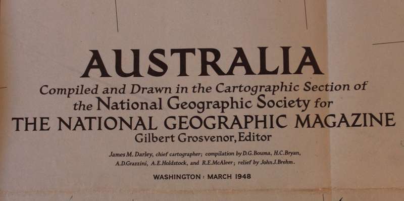 National Geographic Folded Map of Australia March 1948