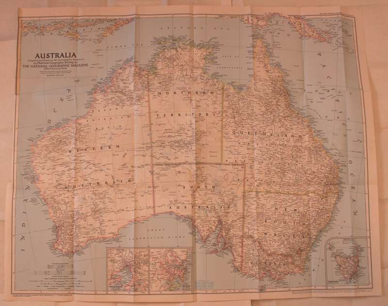 National Geographic Folded Map of Australia March 1948
