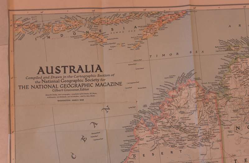 National Geographic Folded Map of Australia March 1948