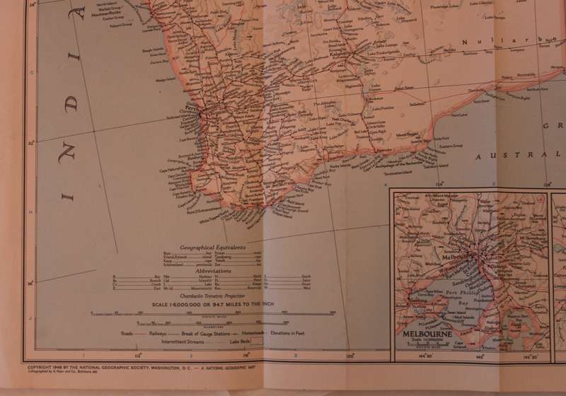 National Geographic Folded Map of Australia March 1948