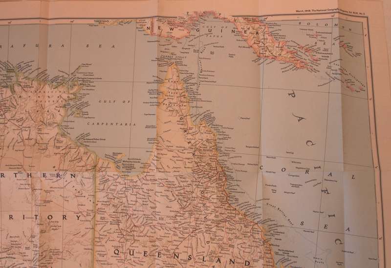 National Geographic Folded Map of Australia March 1948