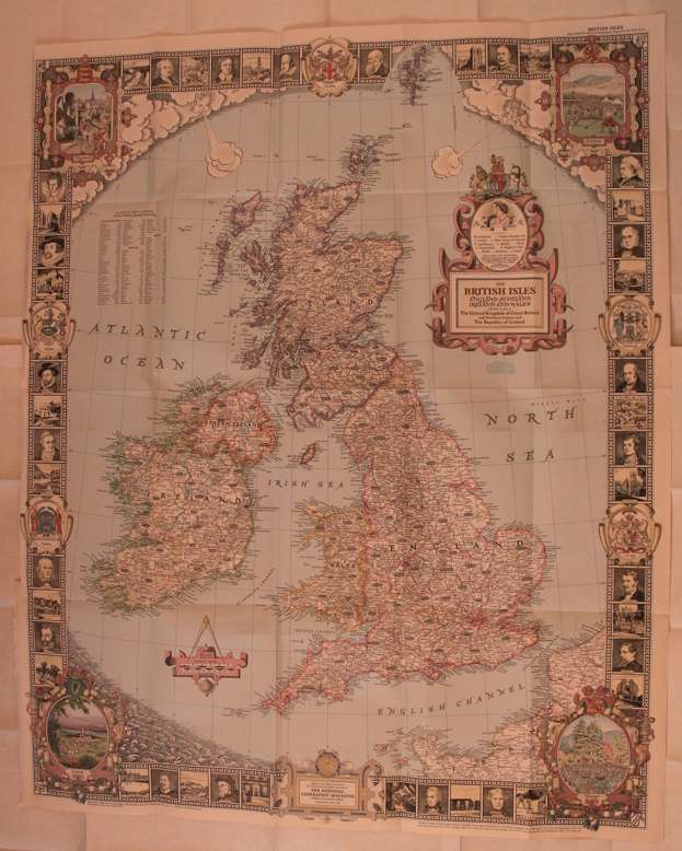National Geographic Folded Map of The British Isles April 1949