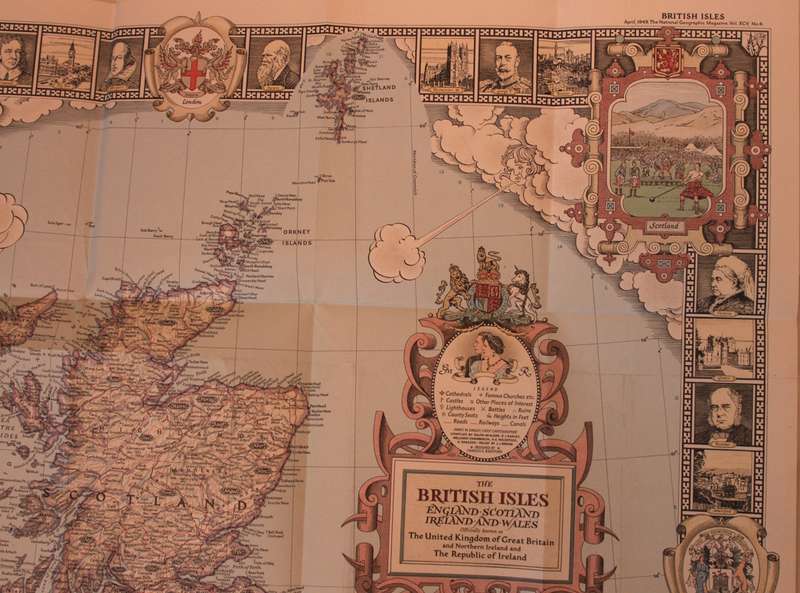 National Geographic Folded Map of The British Isles April 1949