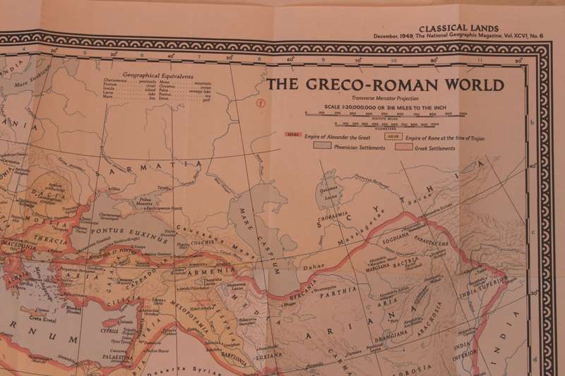 National Geographic Folded Map of the Classical Land of The Mediterranean December 1949
