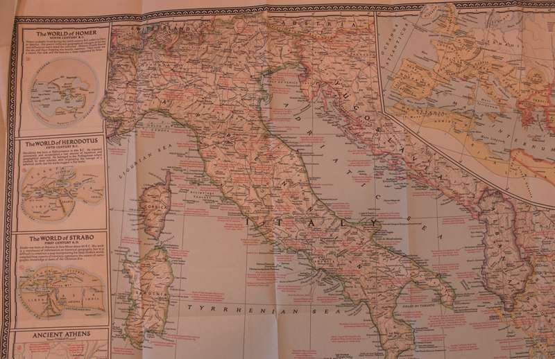 National Geographic Folded Map of the Classical Land of The Mediterranean December 1949