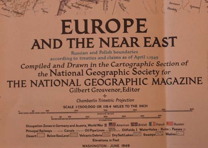 National Geographic Folded Map of Europe and the Near East June 1949