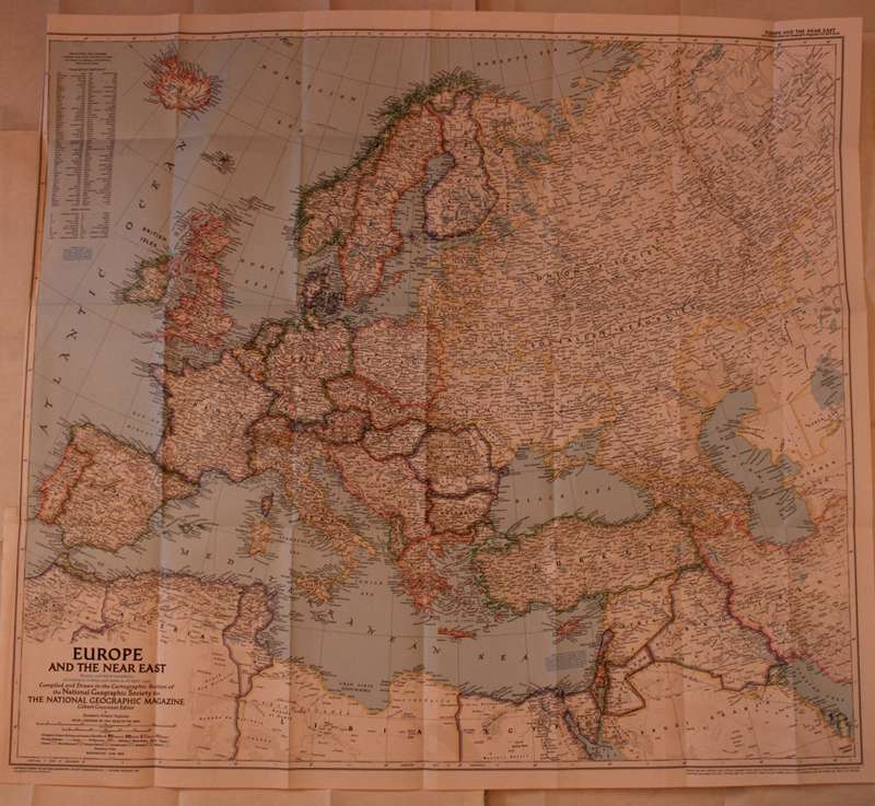 National Geographic Folded Map of Europe and the Near East June 1949