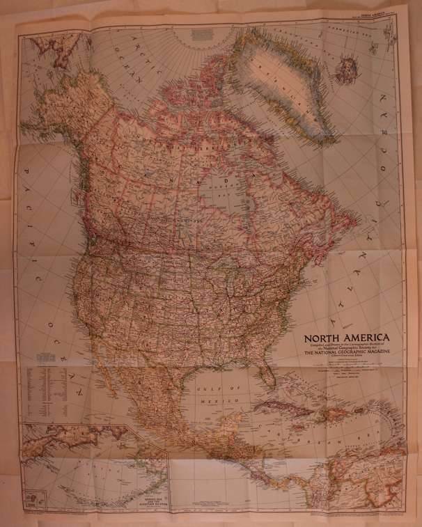 National Geographic Folded Map of Continental North America March 1952