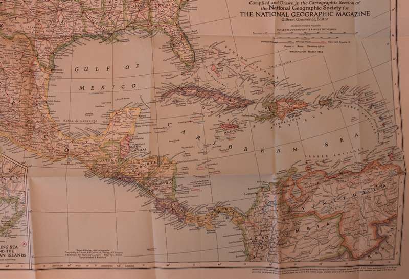 National Geographic Folded Map of Continental North America March 1952