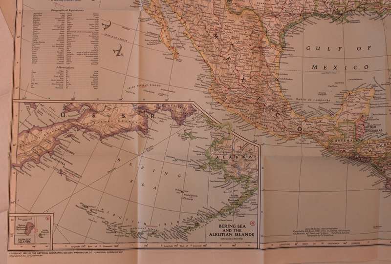 National Geographic Folded Map of Continental North America March 1952
