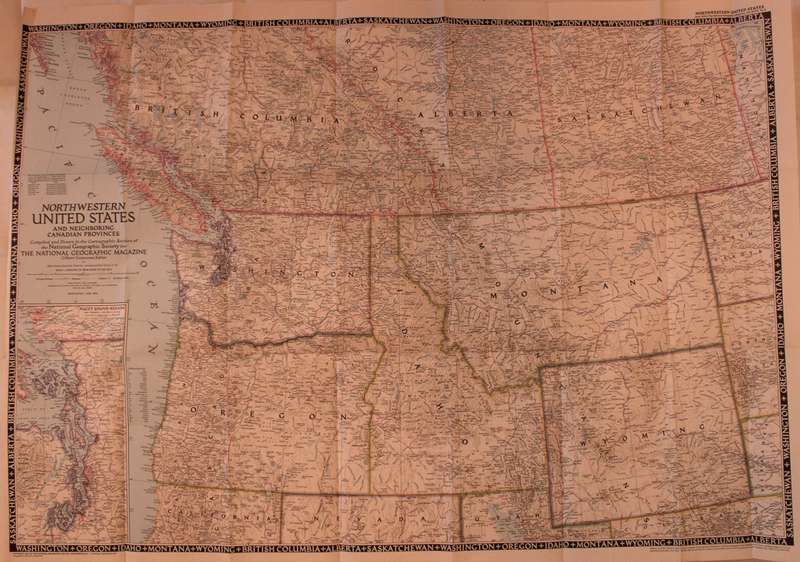 National Geographic Folded Map Of The North West United States June 1950