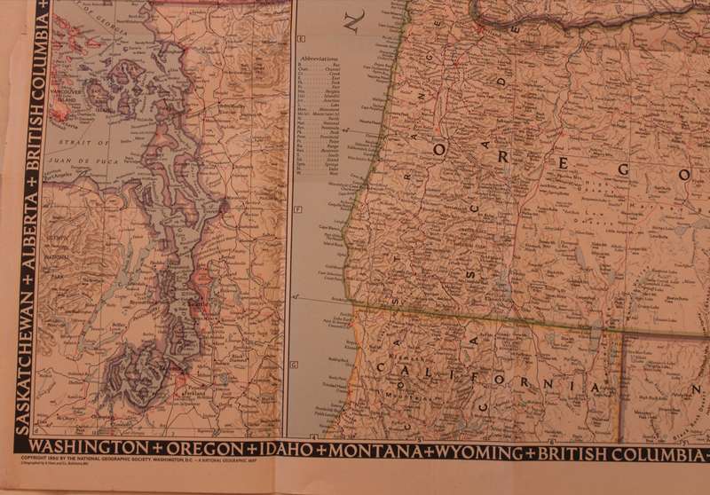National Geographic Folded Map Of The North West United States June 1950