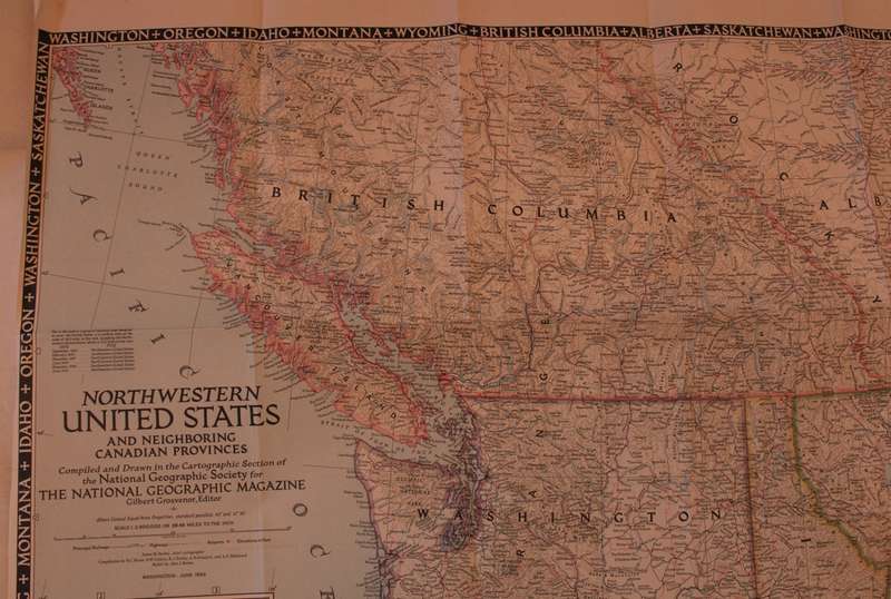 National Geographic Folded Map Of The North West United States June 1950