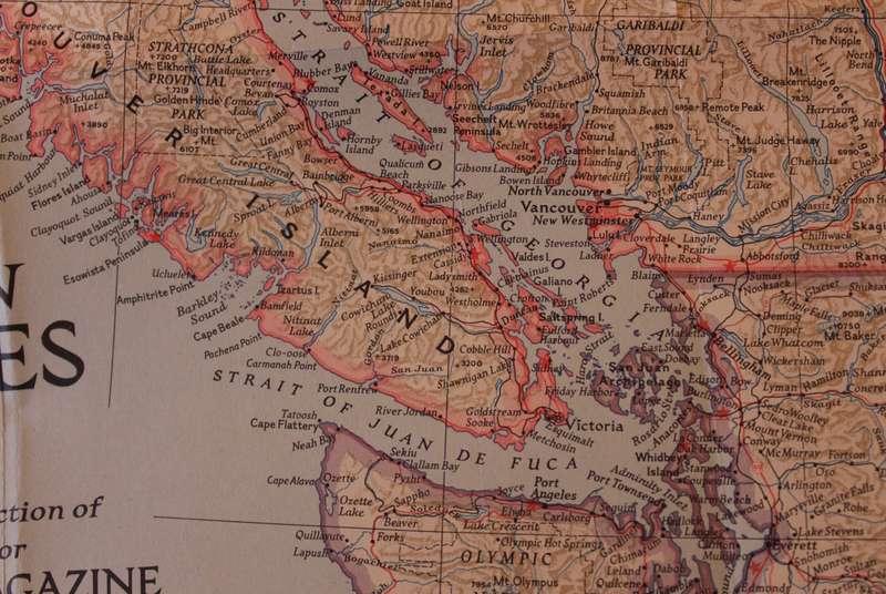 National Geographic Folded Map Of The North West United States June 1950