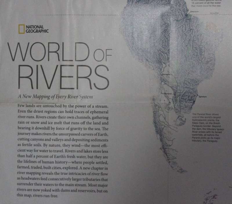 National Geographic Folded Map World Of Rivers April 2010