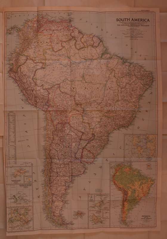 National Geographic Folded Map of South America October 1950