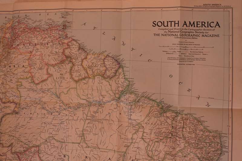 National Geographic Folded Map of South America October 1950